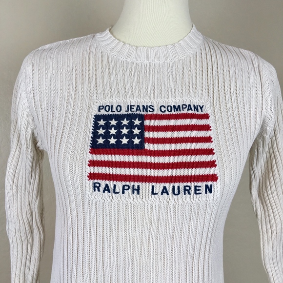 Ralph Lauren Sweaters - RALPH LAUREN Embroidered & Knit Flag Sweater Small
